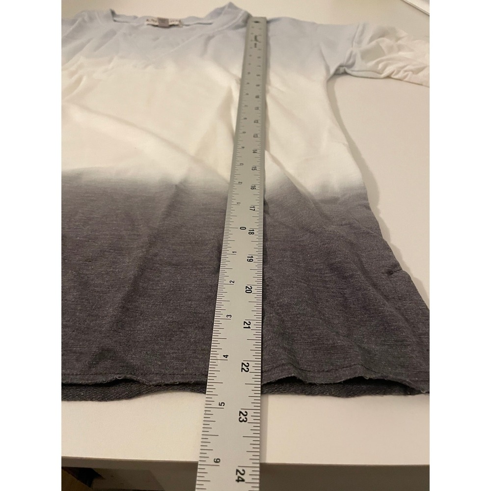 Knox Rose Womens XS Blue White Grey Ombre Long Sleeve Crew Neck Pullover Top - Picture 10 of 12